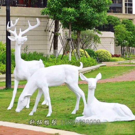 甘肅平涼公園玻璃鋼鹿仿銅鹿景觀小品